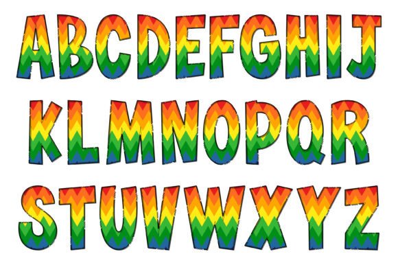 Rainbow Chevron Font PNG with transparent background - Preview 1