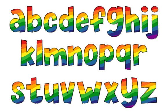 Rainbow Wave Font PNG with transparent background - Preview 2