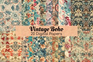 Vintage Boho Digital Paper Backgrounds