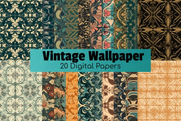 Vintage Floral Wallpaper Digital Papers Graphic Patterns By Red Gypsy Vintage Arts