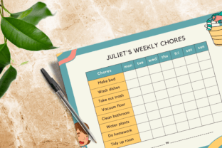 Weekly Chore Chart for Kids - Canva Template Graphic by ...