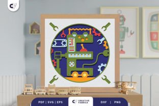 Alphabet Robot Letter E 3D Shadow Box · Creative Fabrica