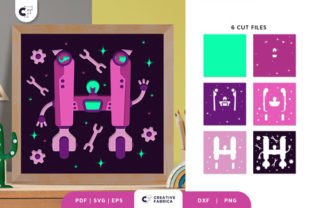 Alphabet Robot Letter H 3D Shadow Box · Creative Fabrica