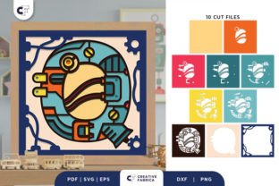 Alphabet Robot Letter Q 3D Shadow Box · Creative Fabrica