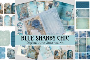 Blue Shabby Digital Junk Journal Kit Graphic by Red Gypsy Vintage Arts ...