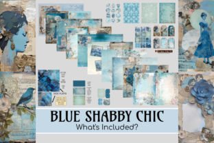Blue Shabby Digital Junk Journal Kit Graphic by Red Gypsy Vintage Arts ...