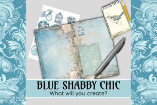Blue Shabby Digital Junk Journal Kit Graphic by Red Gypsy Vintage Arts ...