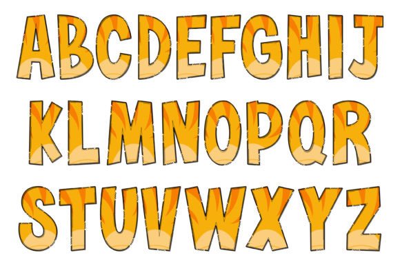 Orange Dinous Font PNG with transparent background - Preview 1