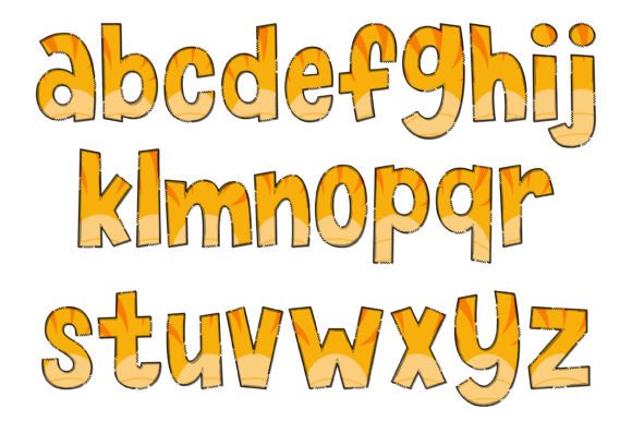 Orange Dinous Font PNG with transparent background - Preview 2