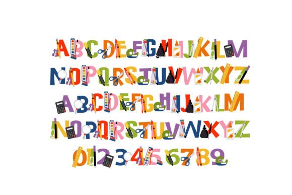 School Tools Font PNG with transparent background - Preview 1