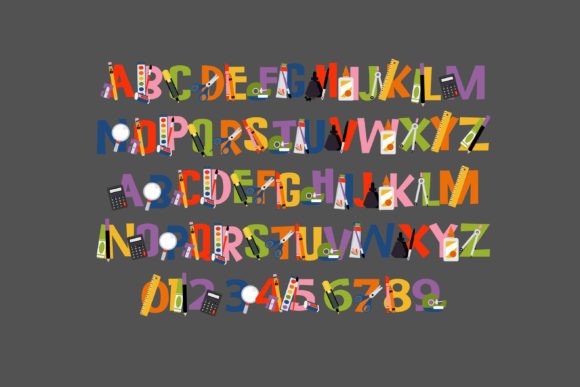 School Tools Font PNG with transparent background - Preview 2