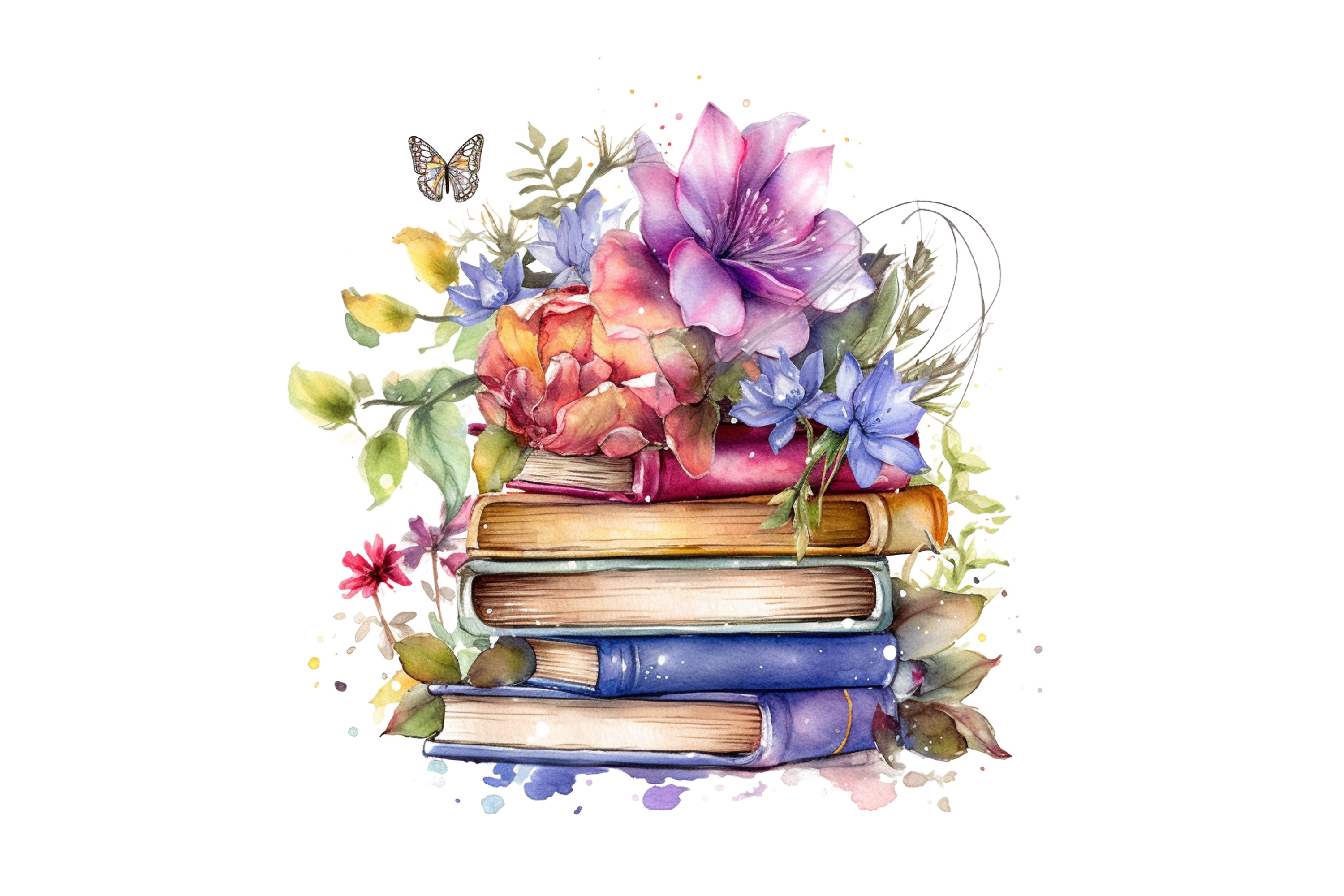 Watercolor Fantasy Books Clipart Graphic by sayedhasansaif04 · Creative ...