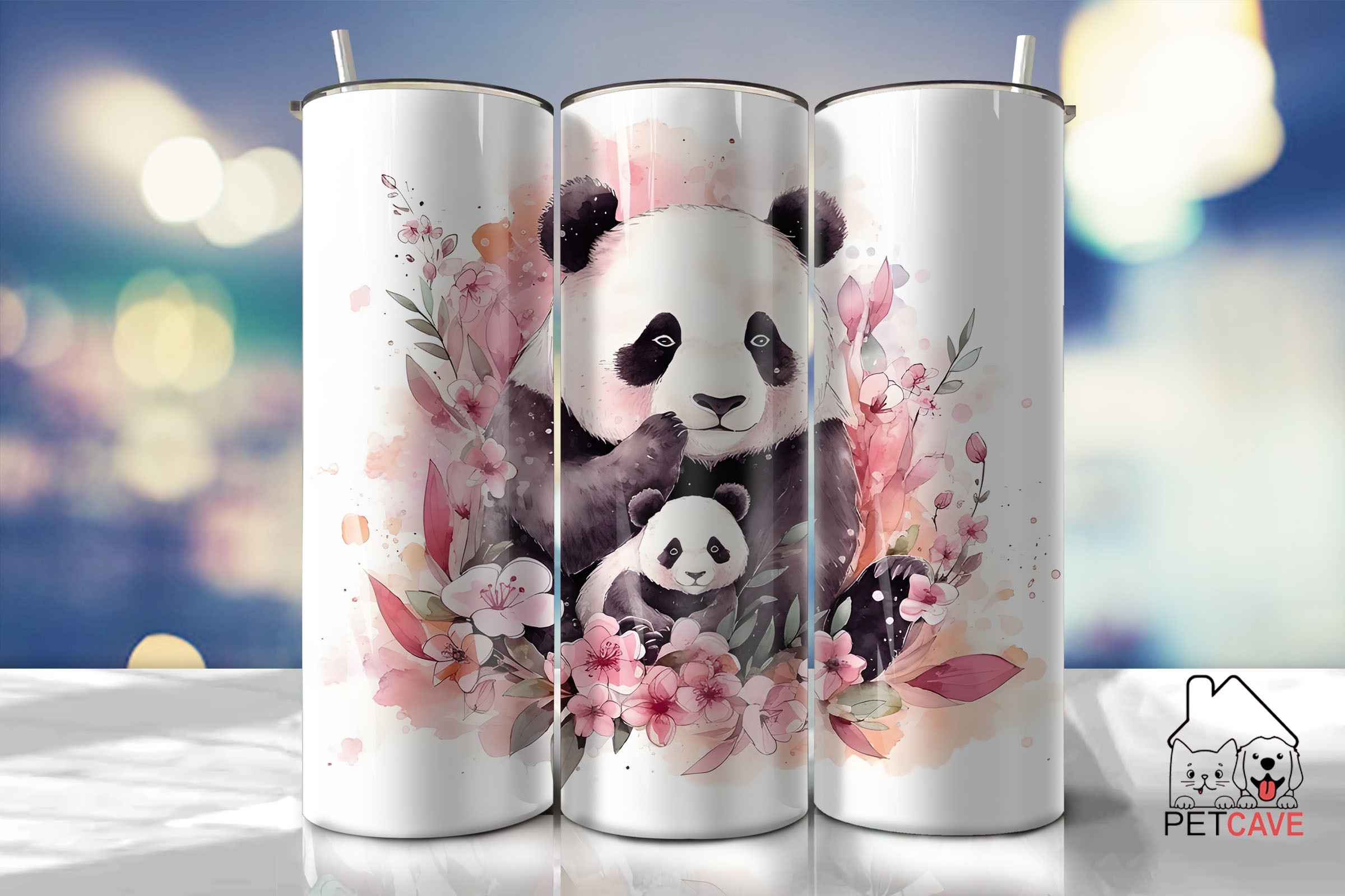 Cute Panda and Flower Tumbler 4 Graphic by Pet Cave · Creative Fabrica