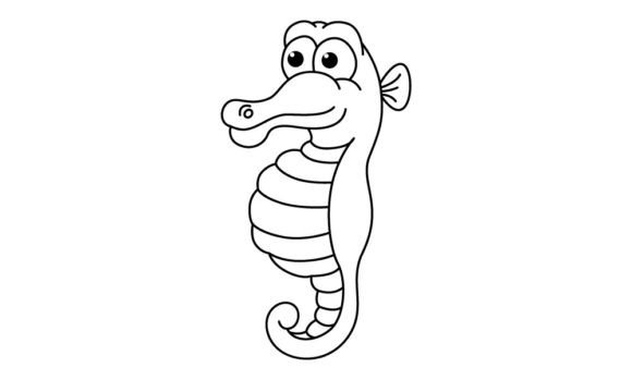 Funny Seahorse Cartoon Coloring Page