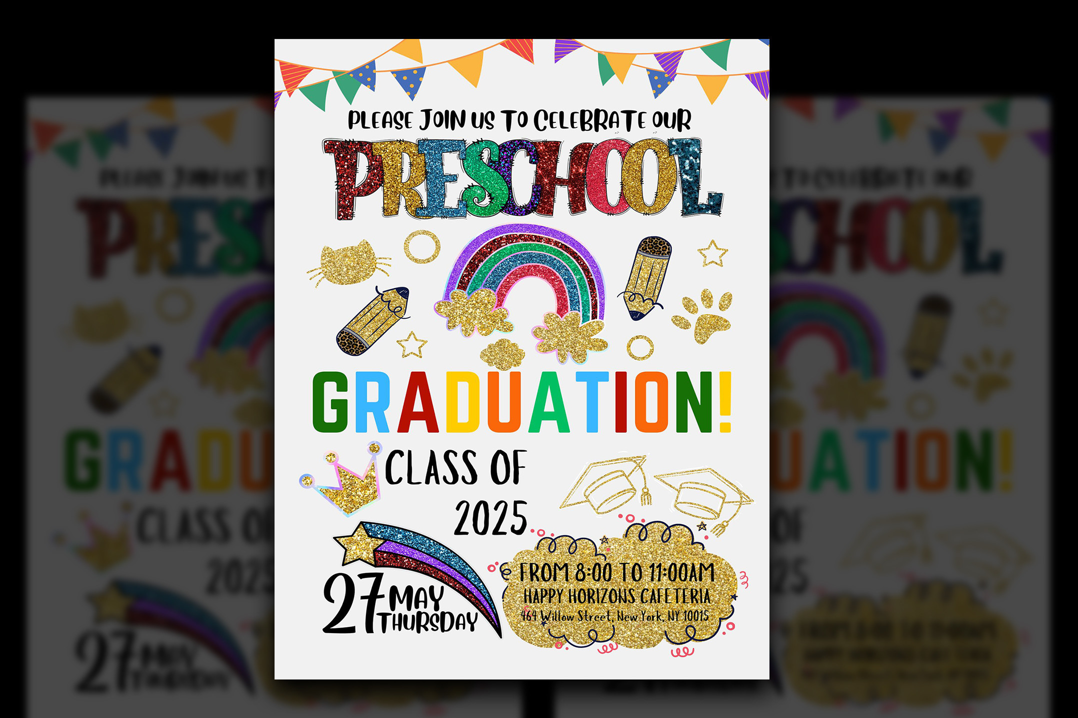 Preschool Graduation Invitation Canva