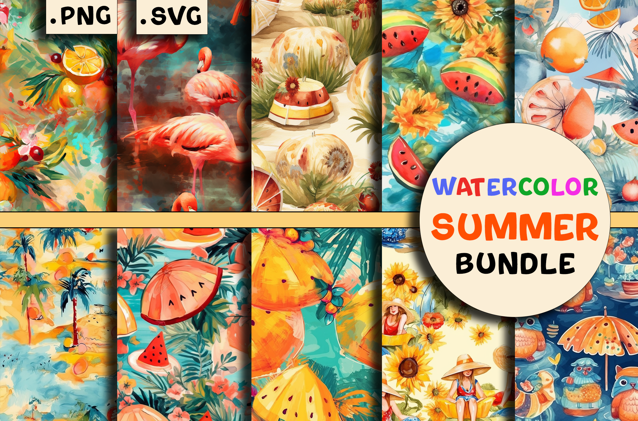 Watercolor Summer Patterns - Pack Bundle Graphic by Hiago Moreira ...