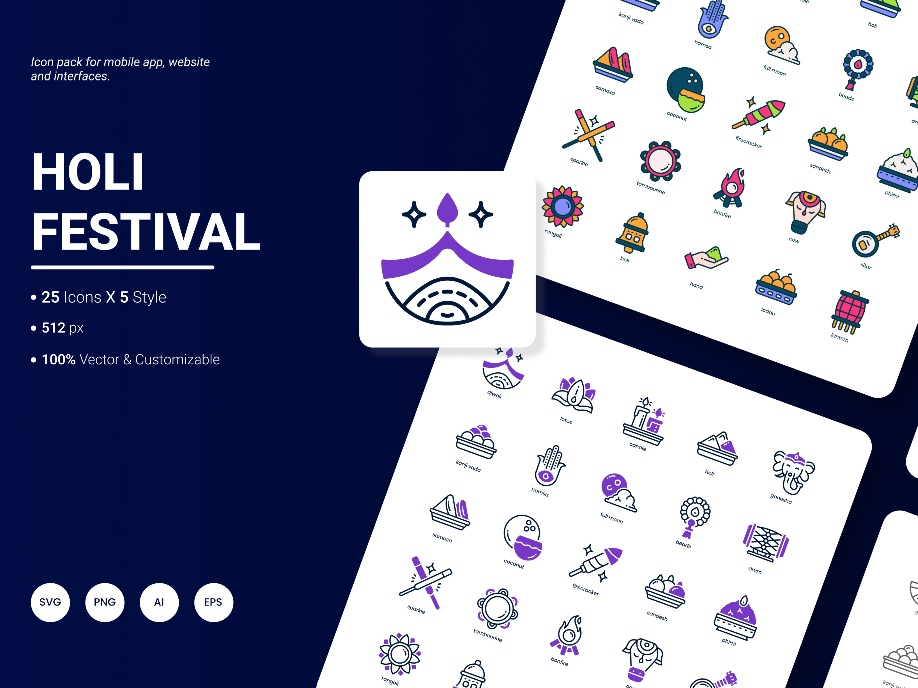 Holi Festival Icon Pack Graphic by yogieapriel77 · Creative Fabrica