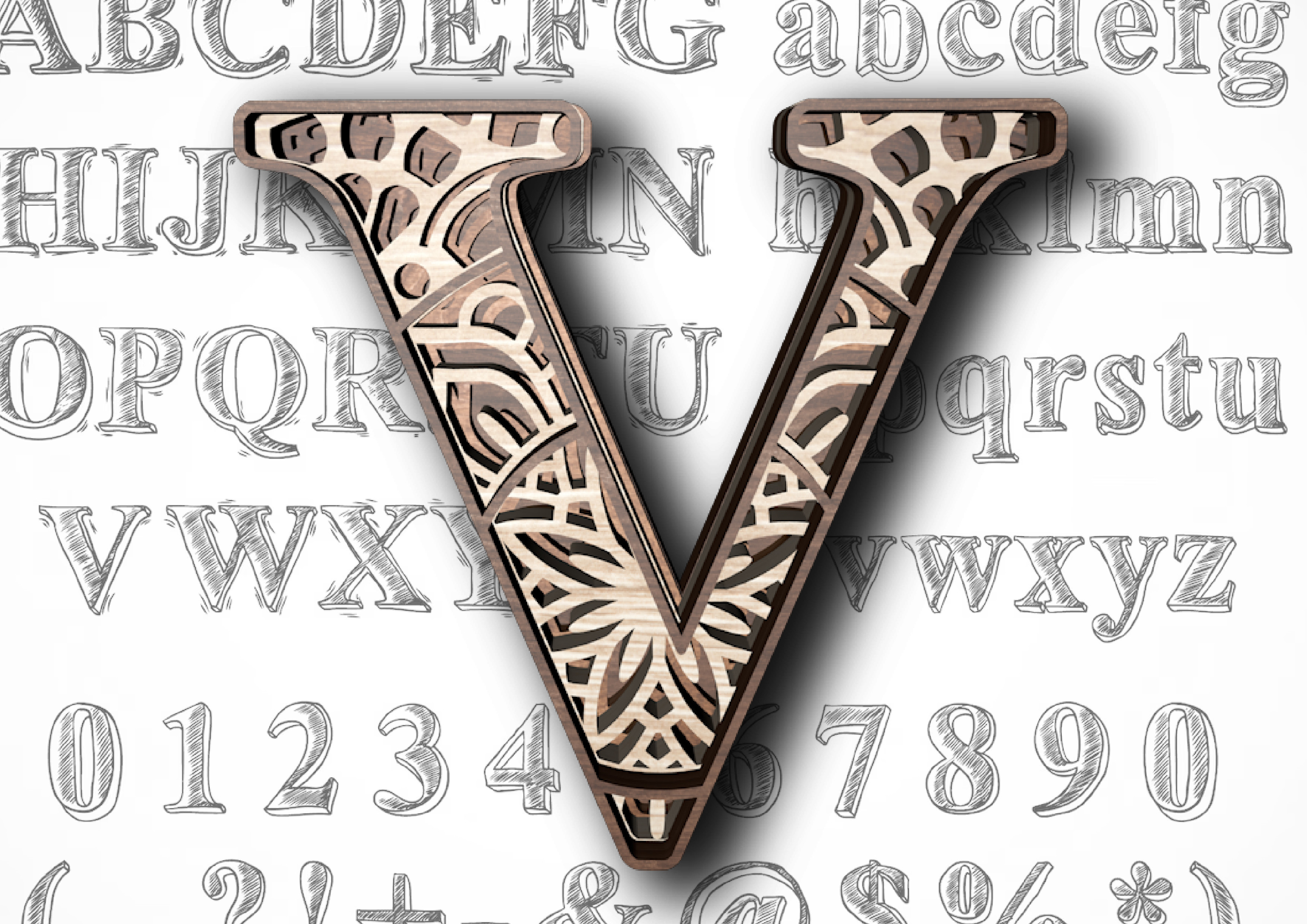 Scrap File V Laser Cut File, V Letter, 4 Layers · Creative Fabrica