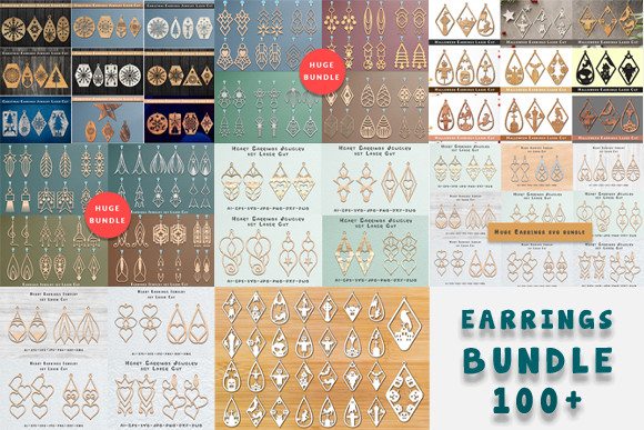 100+ Huge Earrings Laser Cut SVG Bundle