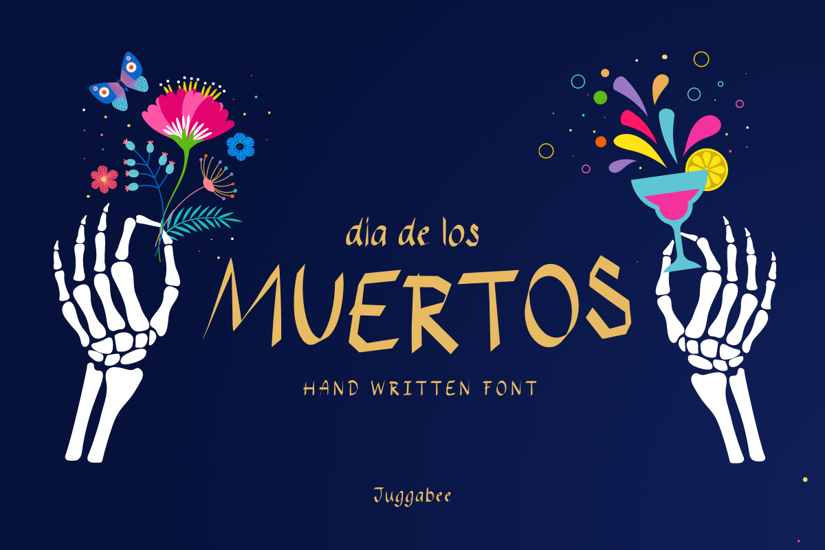 Muertos font preview, expressive script lettering