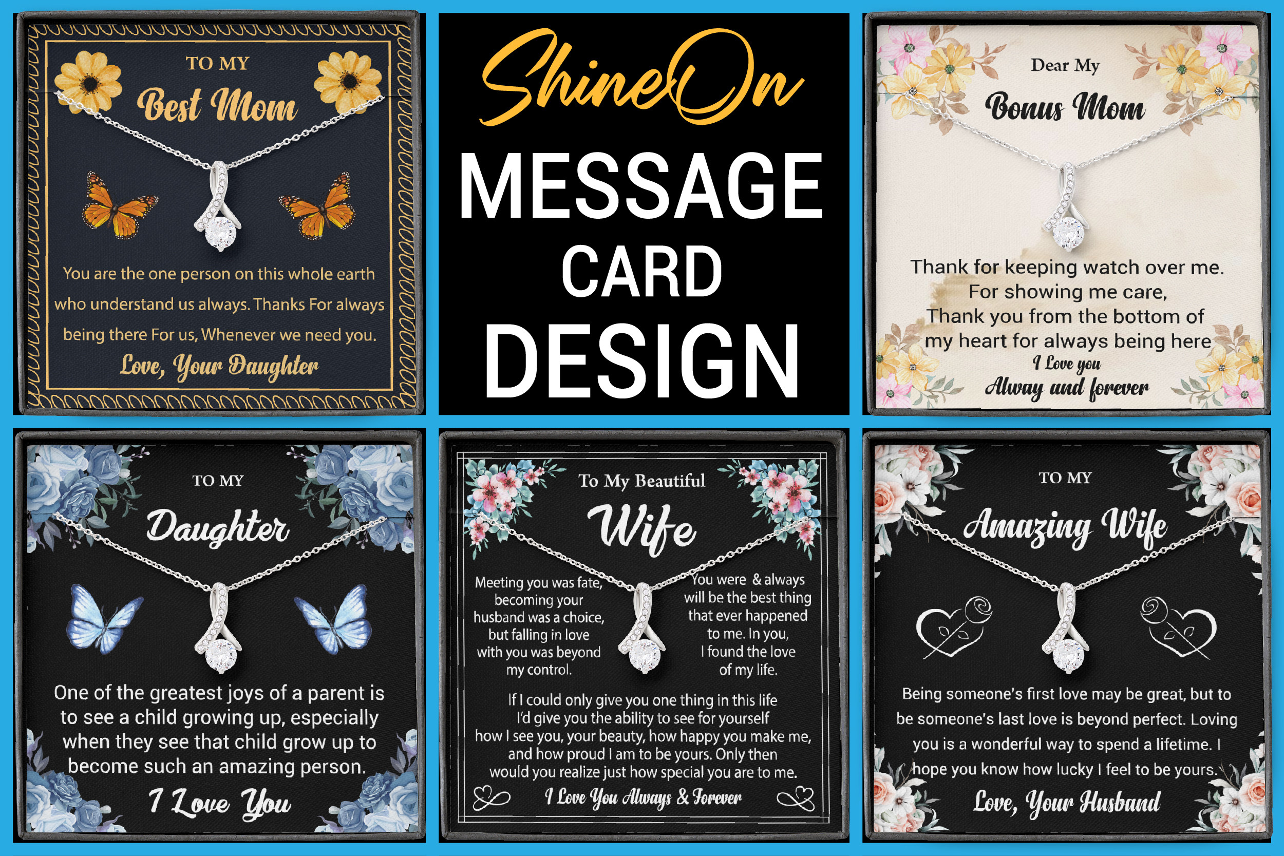 Chain Message Card Necklace Message Card Designs Bundle Graphic by Digital Panda ...