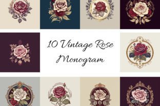 Monogram With Roses Vintage Rose Monogram Graphic by Articre8ing · Creative Fabrica