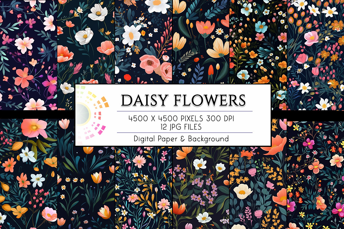 Colorful Daisy Flowers Seamless Pattern Graphic by MICON DESIGNS ...