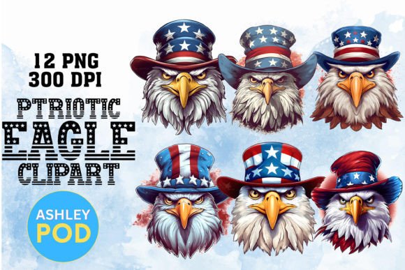 Watercolor USA Eagle Sublimation Bundle Graphic Illustrations By AshleyPod