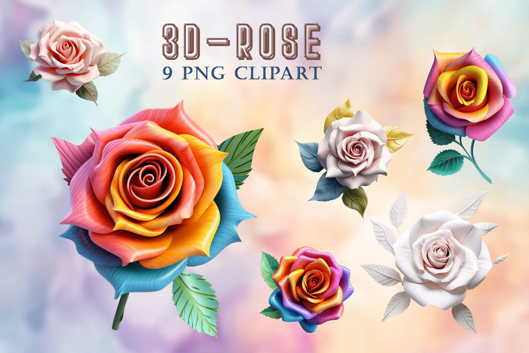 3D Rose Flower Clipart Graphic by Orcshape Studio · Creative Fabrica