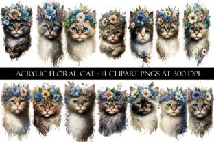 Acrylic Floral Cat Clipart Graphic by Digital Paper Packs · Creative ...