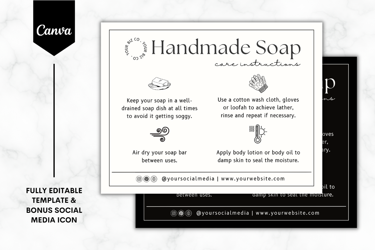Custom Soap Care Card Canva Template 6