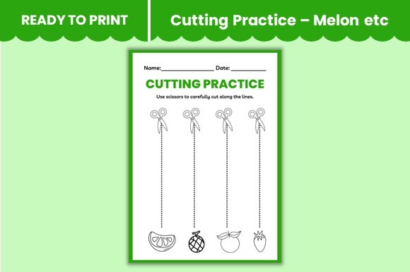 Cutting Practice - Melon Etc Graphic by 57creative · Creative Fabrica