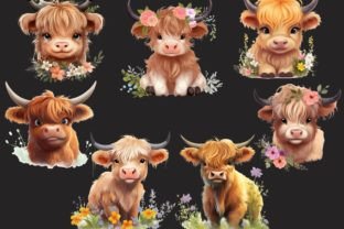 Highland Baby Cow Cute Clipart Graphic by FantasyDreamWorld · Creative ...