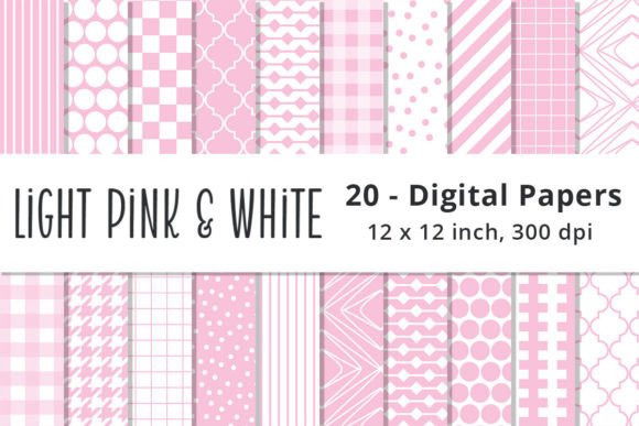 Light Pink and White Scrapbook Papers Grafik Papier-Muster Von Lemon Paper Lab