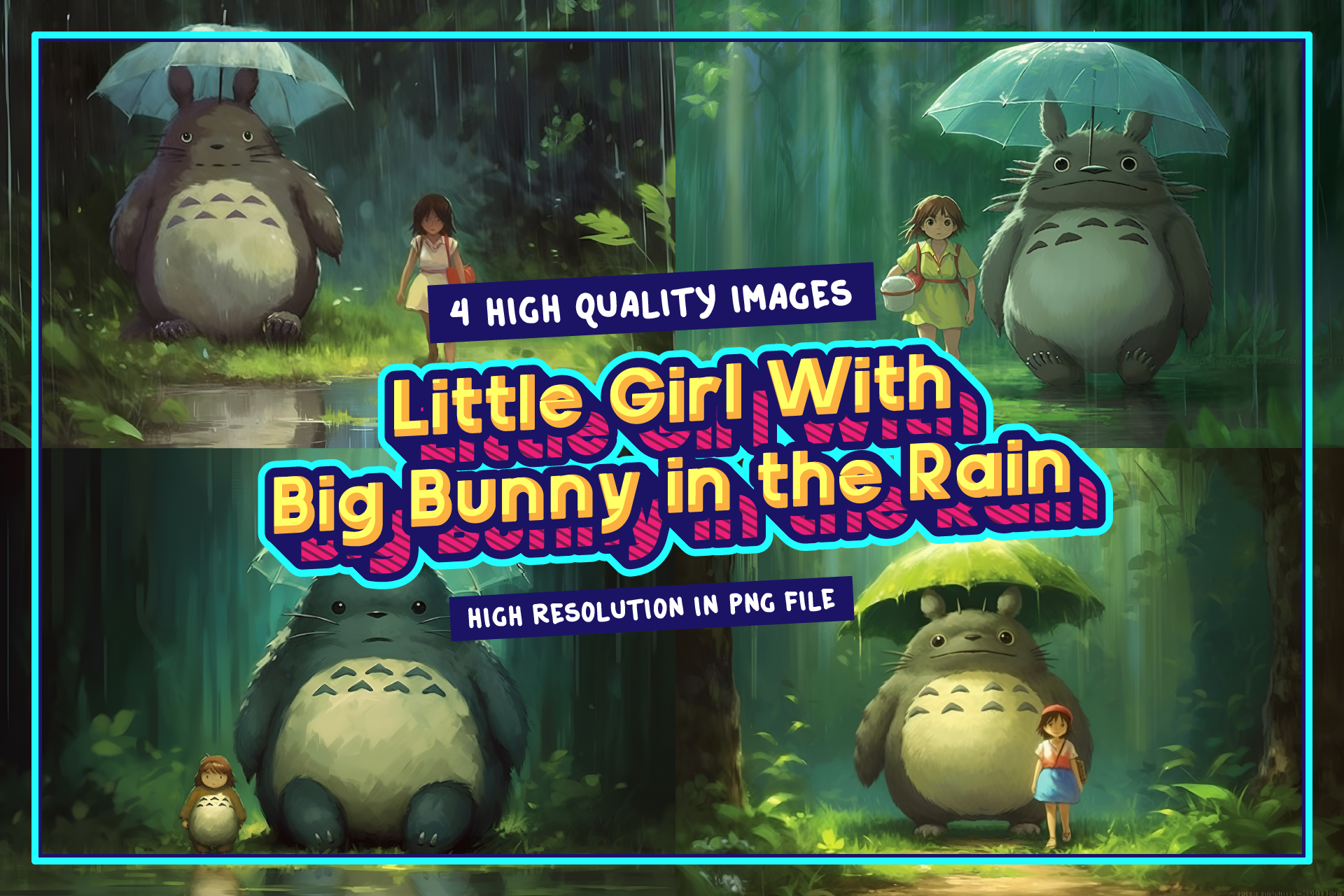 Little Girl with Big Bunny in the Rain Graphic by dpnvisualle ...