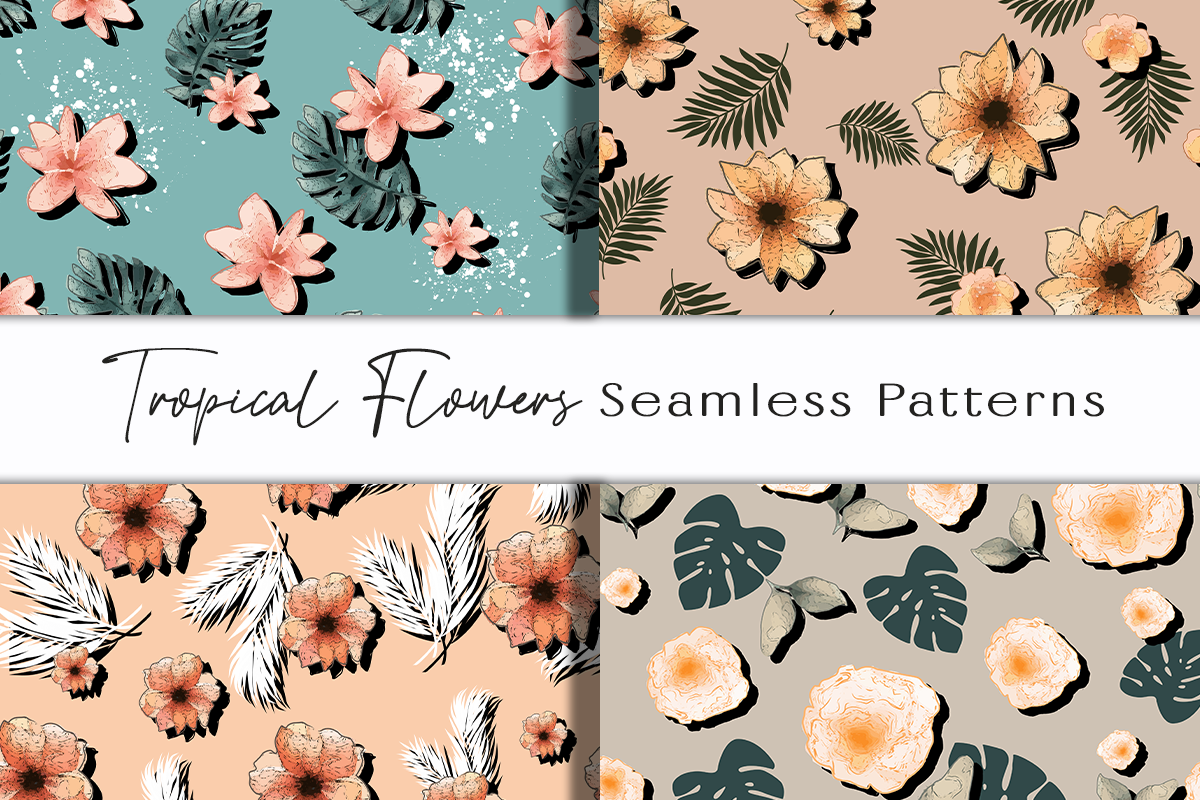 Tropical Flowers Seamless Patterns Graphic by Conceptty · Creative Fabrica