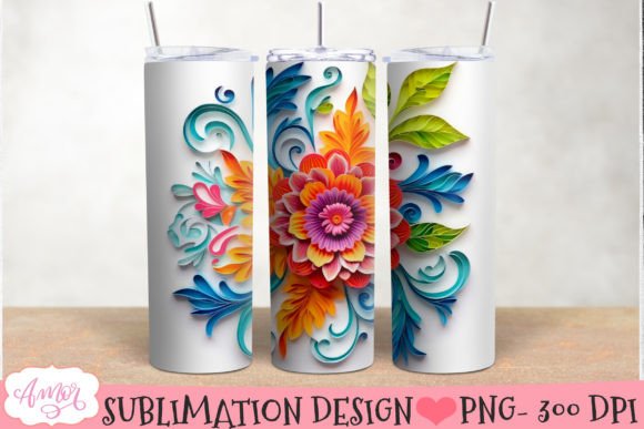 3d Tumbler Design for Sublimation Graphic by Amorclipart  Creative Fabrica
