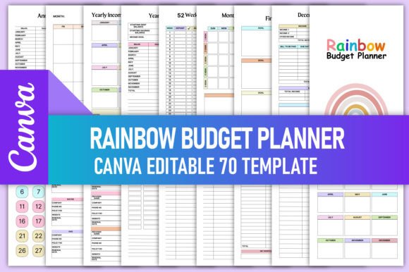 Editable Rainbow Budget Planner Canva Graphic by rahimaartwork077 ...