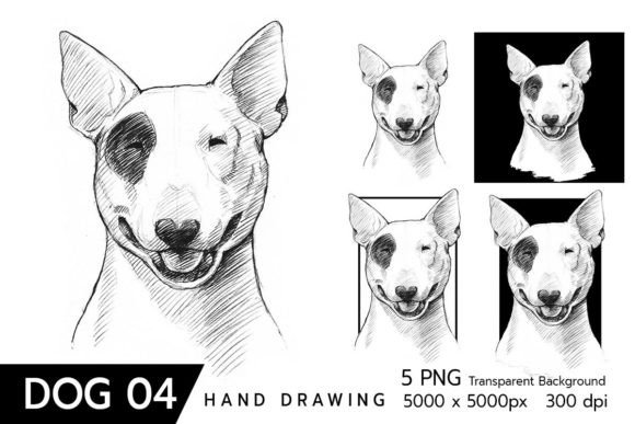 Hand Drawn Bull Terrier Gráfico Ilustrações para Impressão Por Sunday