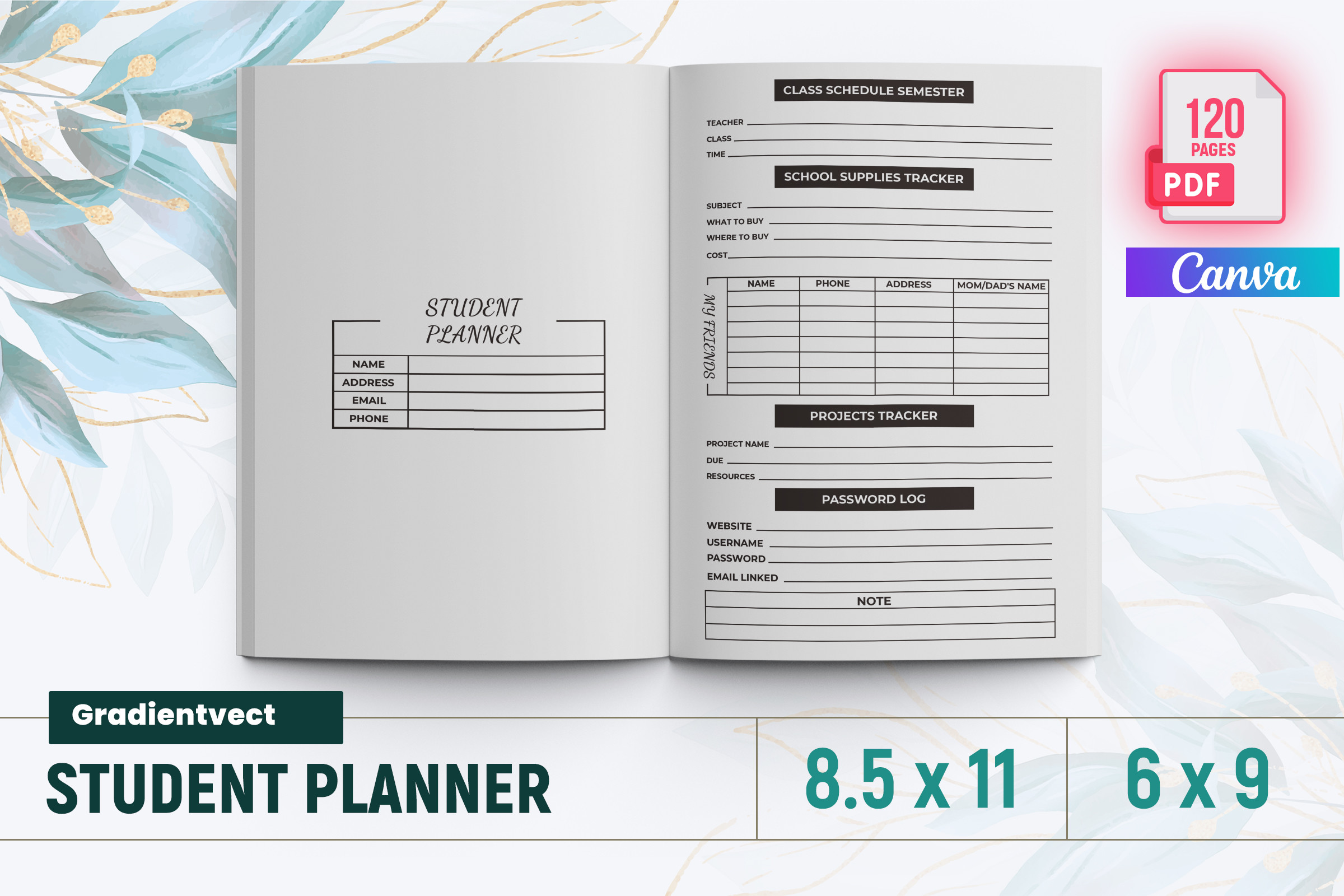 (KDP) Student Planner for Canva Graphic by gradientvect · Creative Fabrica