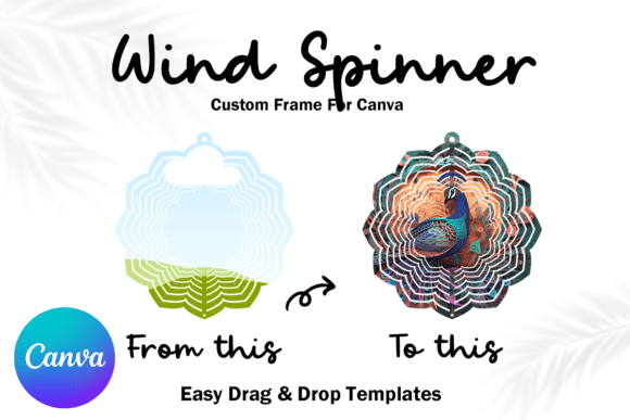 Lotus Wind Spinner Canva Frame Template Gráfico Modelos de colagem de fotos e de álbum de recortes Por Mellow Template