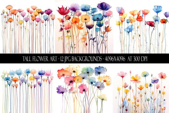 Tall Flower Art Backgrounds Graphic Backgrounds By Digital Paper Packs