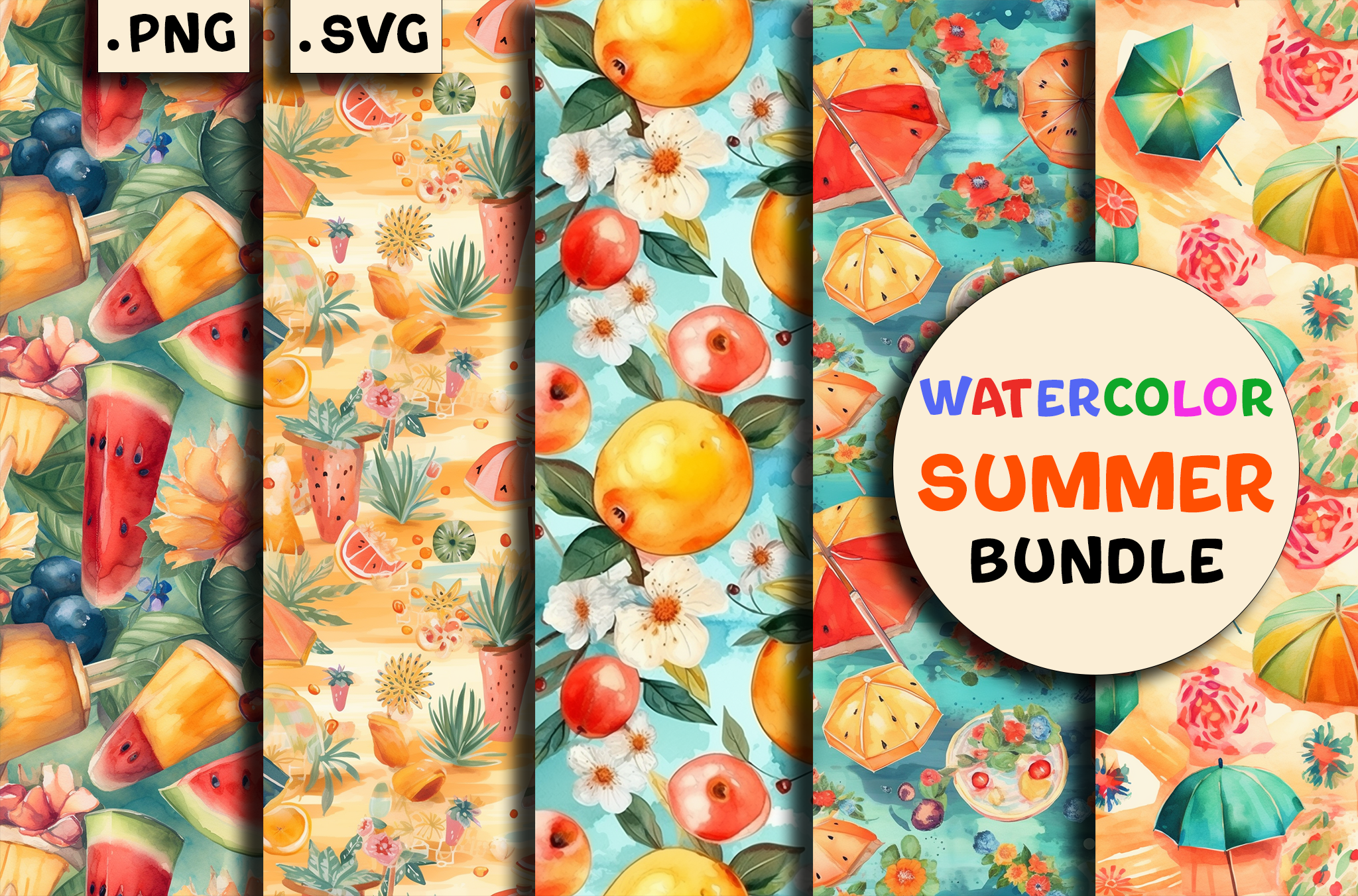 Watercolor Summer Patterns - Pack Bundle Graphic by Hiago Moreira ...