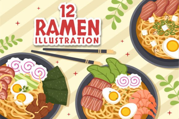 12 Ramen Japanese Food Illustration