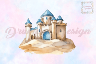 Beach Sand Castle Watercolor Clipart Graphic by Drumpee Design ...