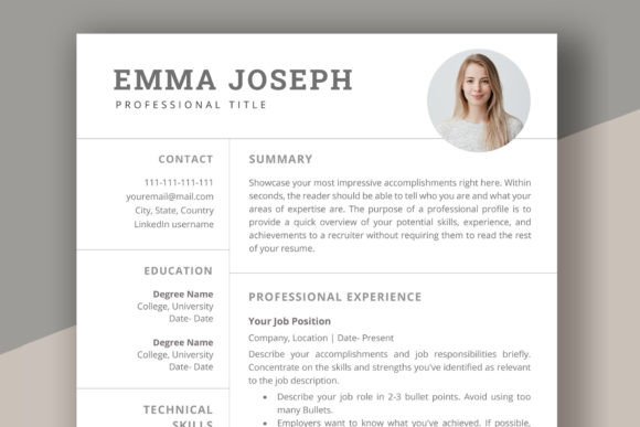 Clean Resume Template, CV for Word