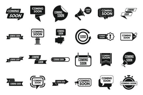 Coming Soon Icons Set Simple Vector. Graphic by anatolir56 · Creative ...