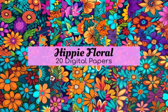 Hippie Floral Bright Flower Patterns Graphic Patterns By Red Gypsy Vintage Arts