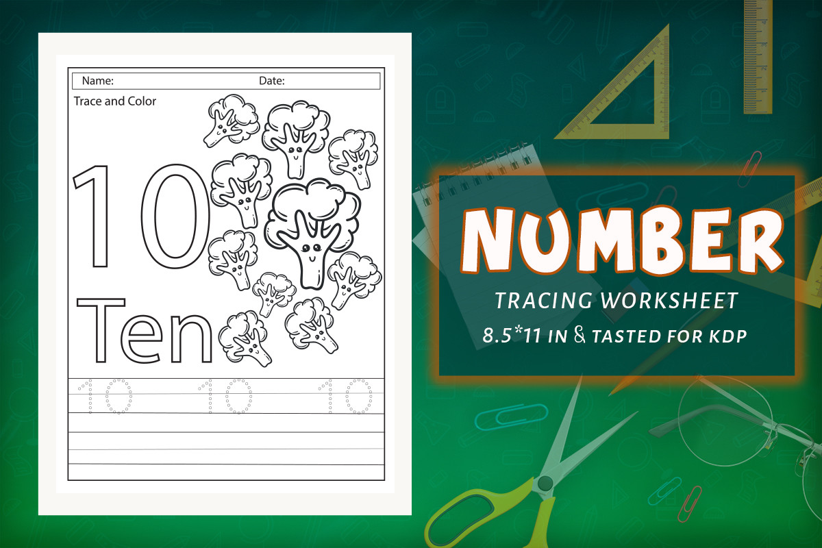 Math Number Tracing KDP Worksheets 10 Graphic by Design BLOOM ...