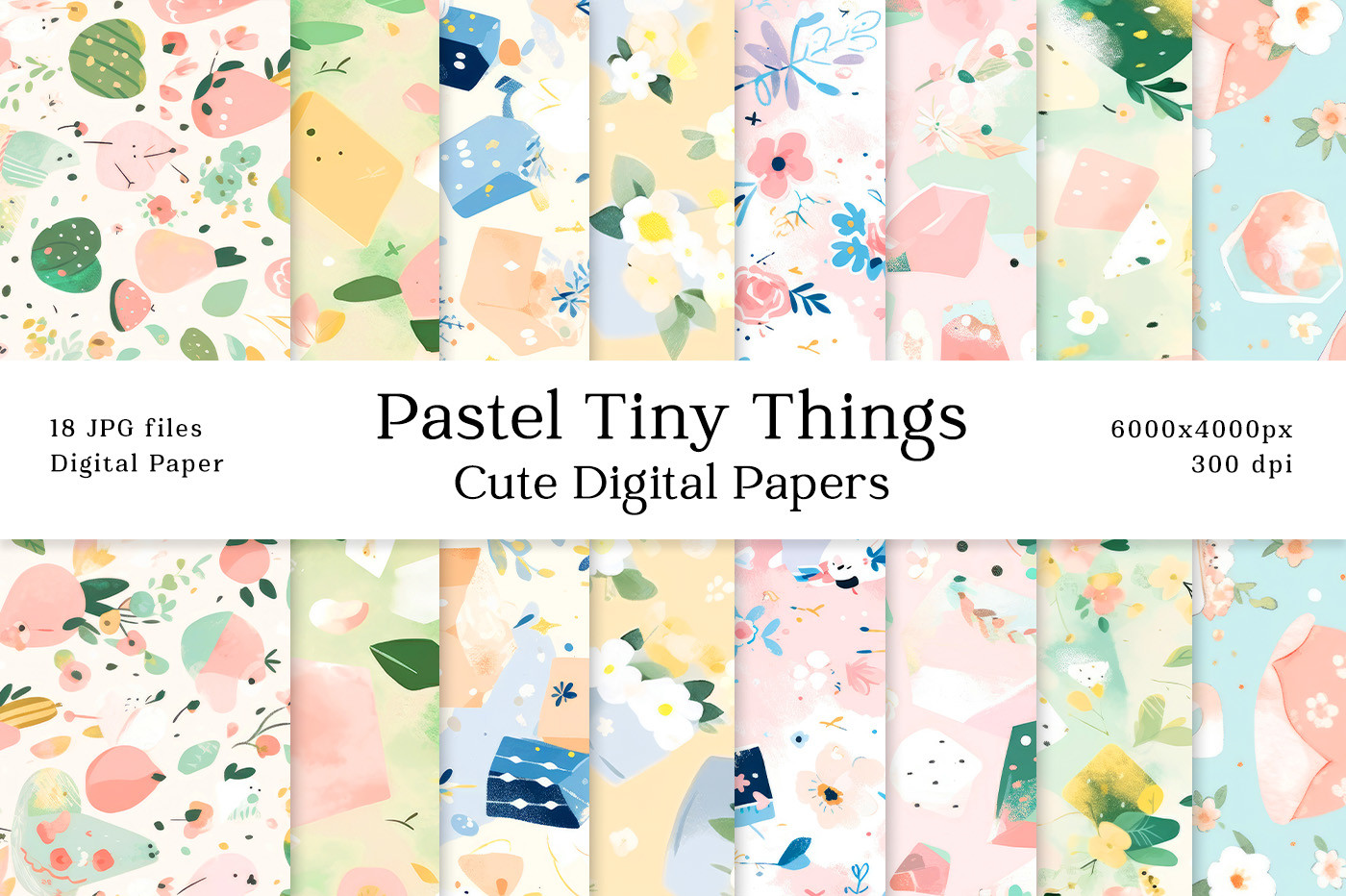 Pastel Cute Tiny Things Digital Papers Graphic by lemonmoon · Creative ...